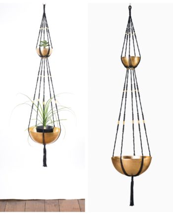 suspension double plantes en macramé