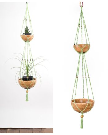 suspension double plantes en macramé