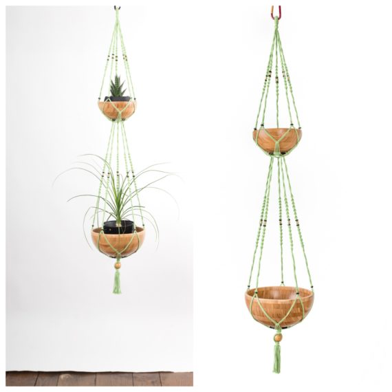 suspension double plantes en macramé