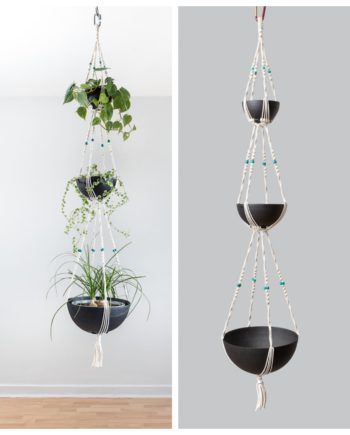 Suspension en macramé pour 3 plantes