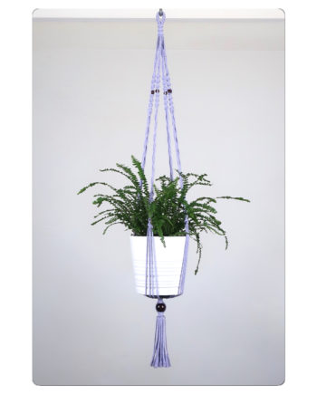 Suspension de plante en macramé violet