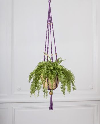 suspension plante en macramé violet