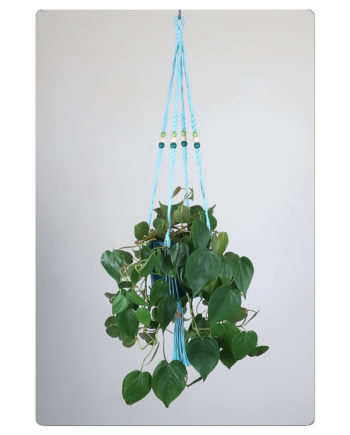 suspension macramé turquoise