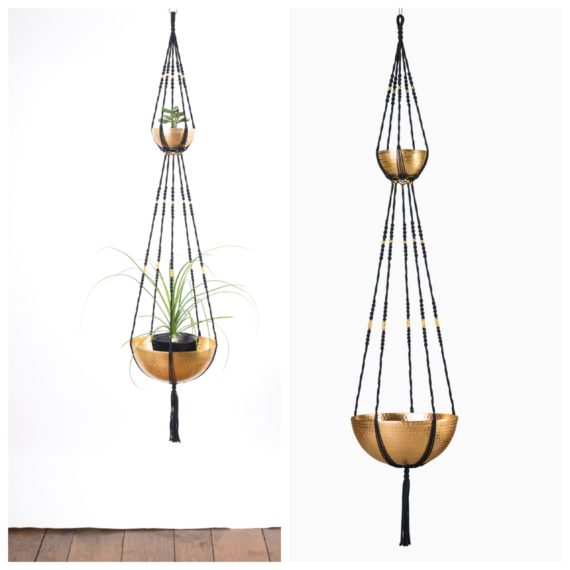 suspension double plantes en macramé