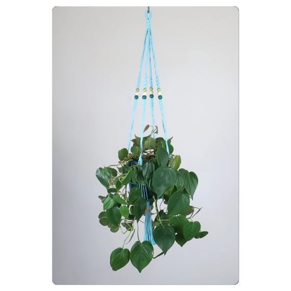 suspension macramé turquoise